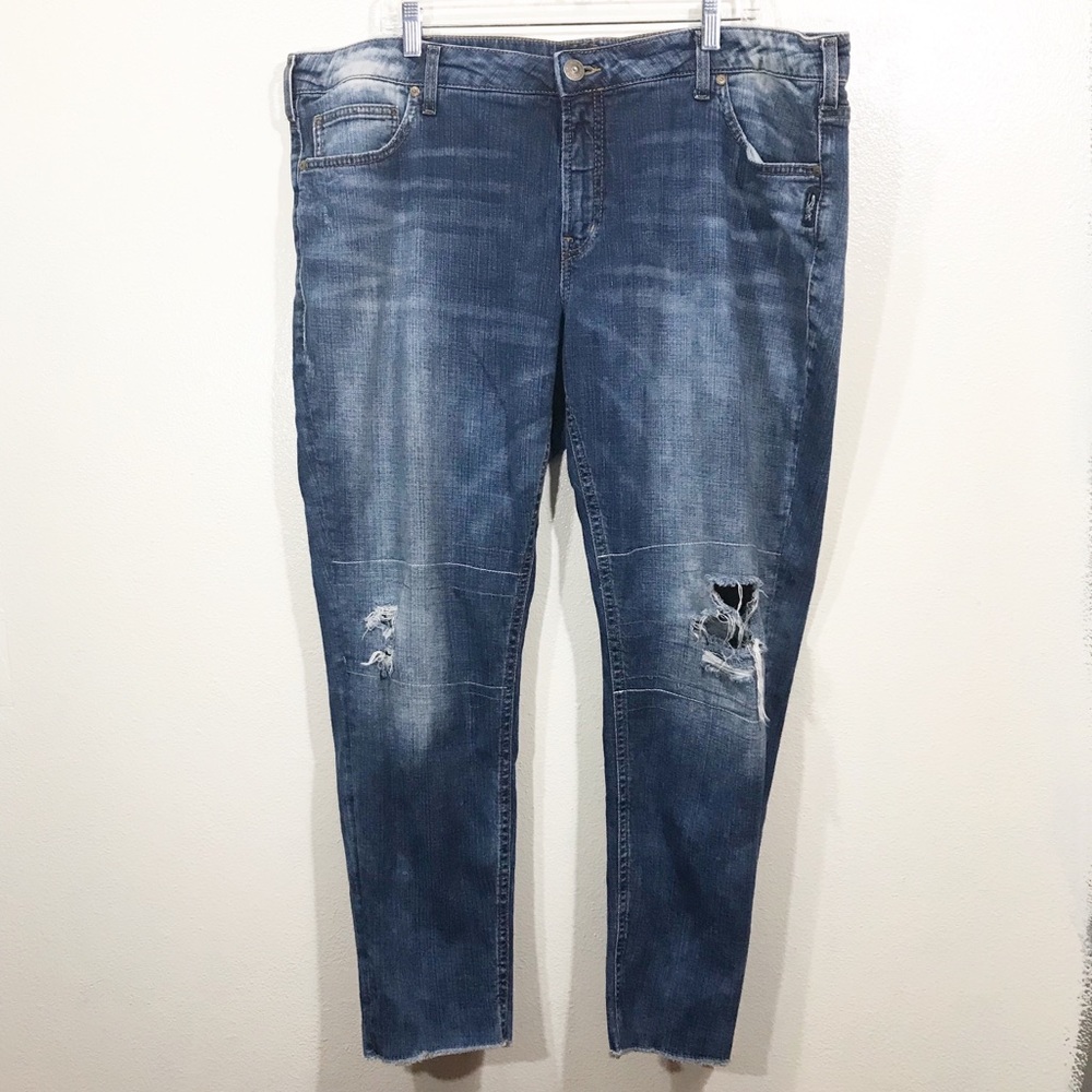 Silver Classic Stretch High Rise Girlfriend Jean